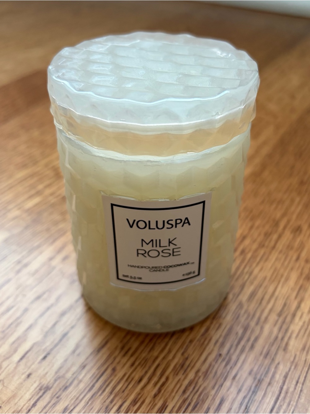 Voluspa MILK ROSE Textured Glass Jar Candle 5.5 oz / 156g - Handpoured Cocowax